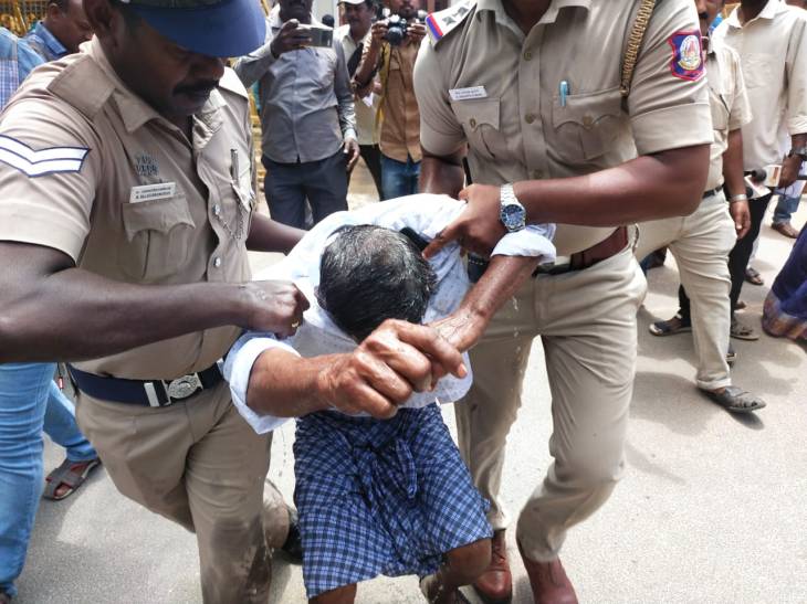 தூத்துக்குடி மாவட்ட ஆட்சியர் அலுவலகத்தில்  தீக்குளிக்க முயற்சி!