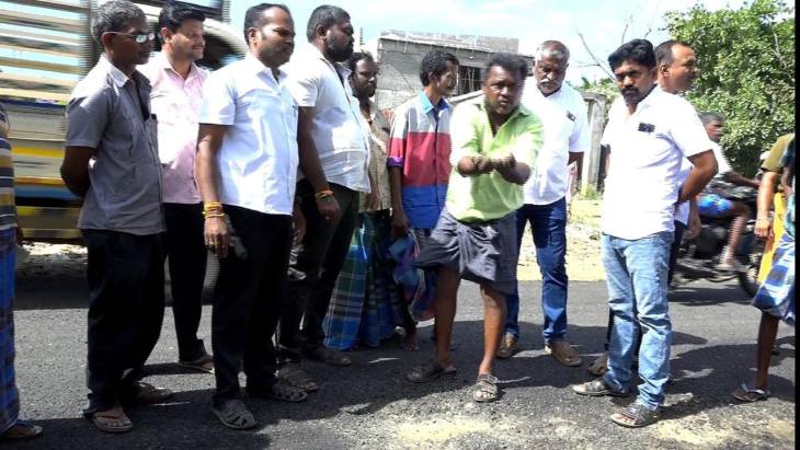 தரமற்ற சாலை :சாலை அமைக்கும் பணியை தடுத்து நிறுத்தி பாஜகவினர் போராட்டம்!