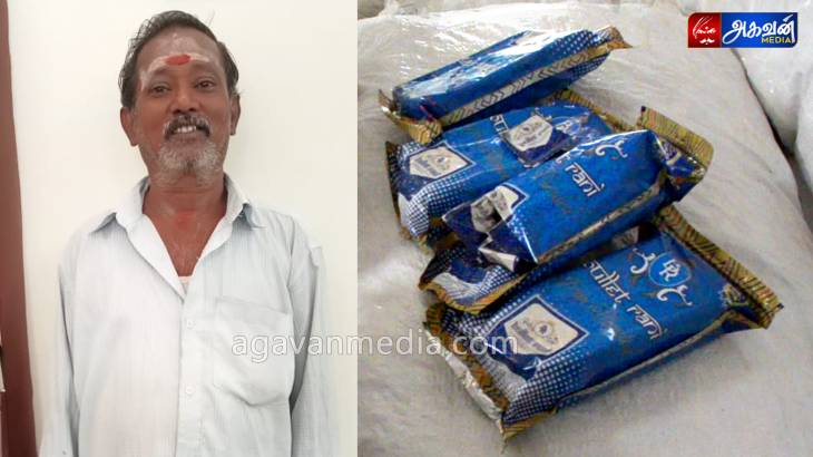 புகையிலை  பாக்கெட்டுகளை  விற்பனைக்கு வைத்திருந்தவர் கைது.