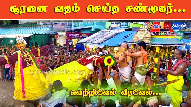 சூரனை வதம் செய்த சண்முகர்... விண்ணை பிளந்த அரோகரா கோசம்!