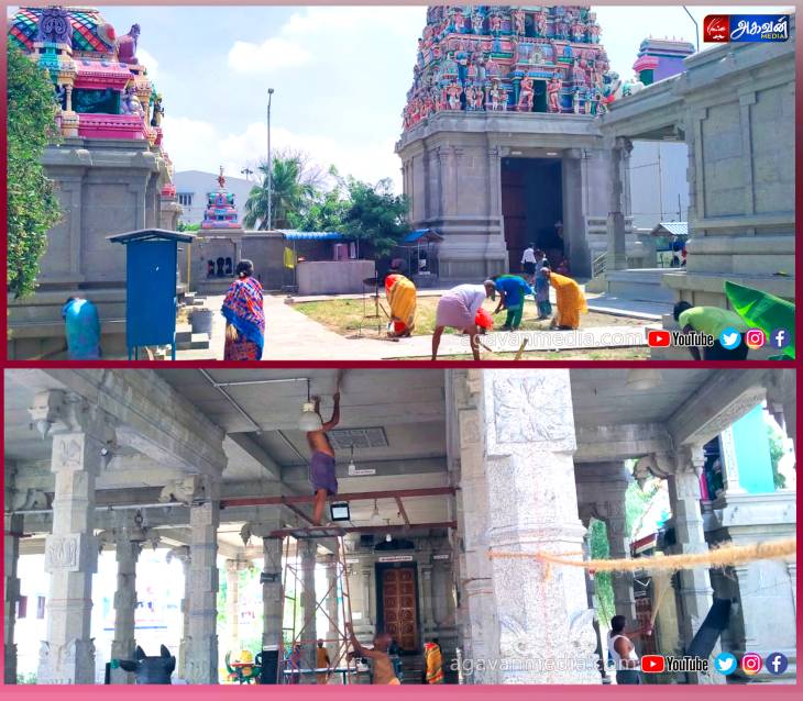 மீனாட்சி சுந்தரேஸ்வரர் ஆலயத்தில் இறைபணிக்குழுவினர் உழவாரப்பணி மேற்கொண்டனர்.

