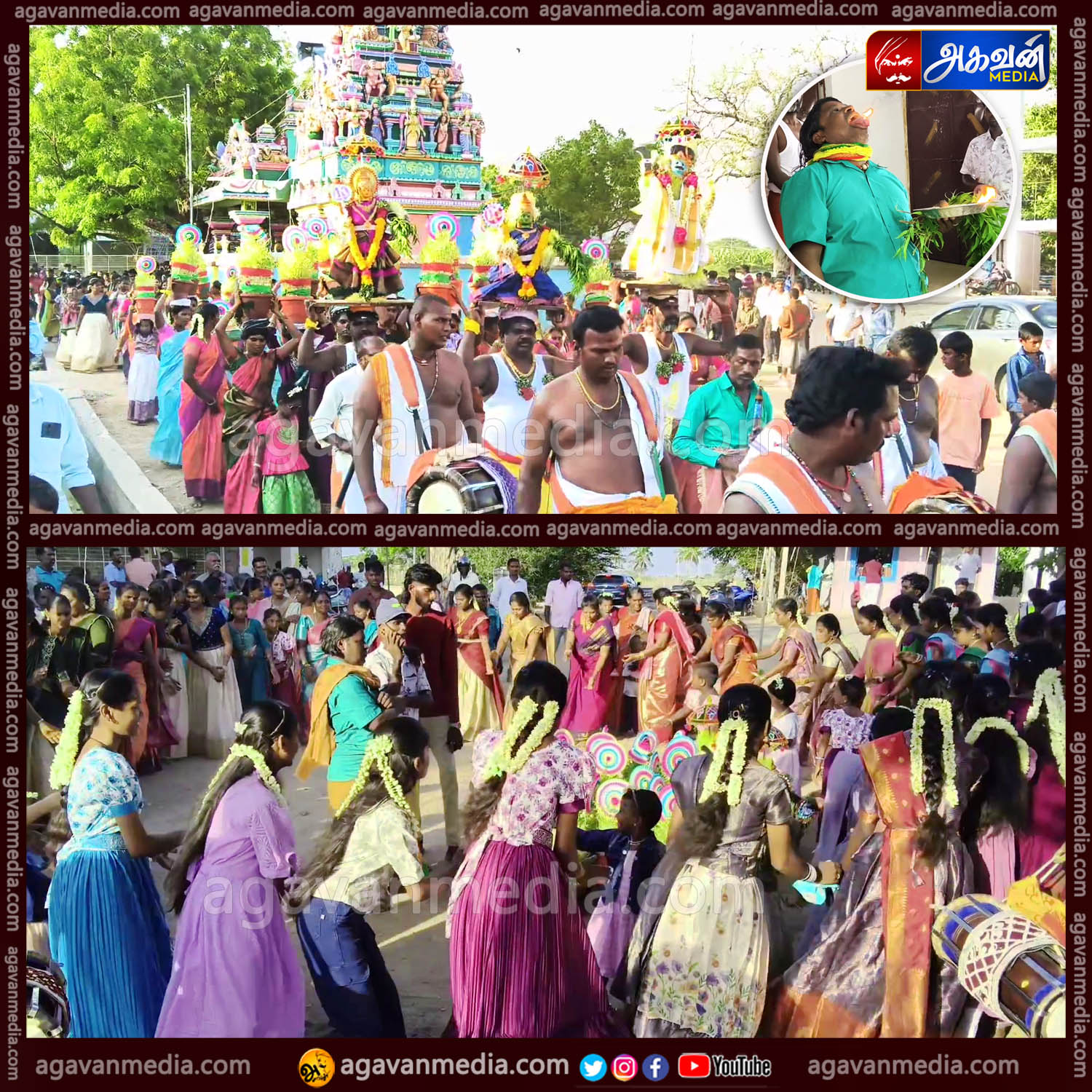 "நாக்கில் சூடம் ஏற்றி" முளைப்பாரி ஊர்வலத்தை தொடங்கி வைத்த பக்தர்!